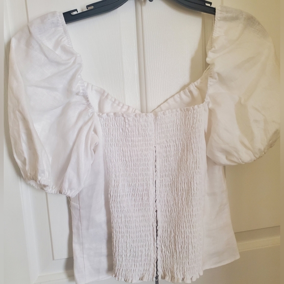 Reformation Rory linen puff sleeve top, Size 6 (NWT) - Picture 5 of 5